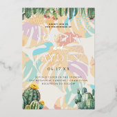 Cactus Tropical Palm Tree Desert Boho Wedding Folie Uitnodiging (Voorkant)
