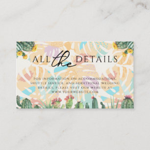 Cactus Tropical Palm Tree Desert Boho Wedding Informatiekaartje