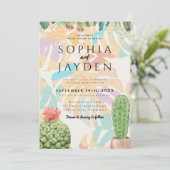 Cactus Tropical Palm Tree Desert Boho Wedding Kaart (Staand voorkant)