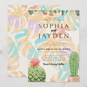 Cactus Tropical Palm Tree Desert Boho Wedding Kaart (Voorkant / Achterkant)