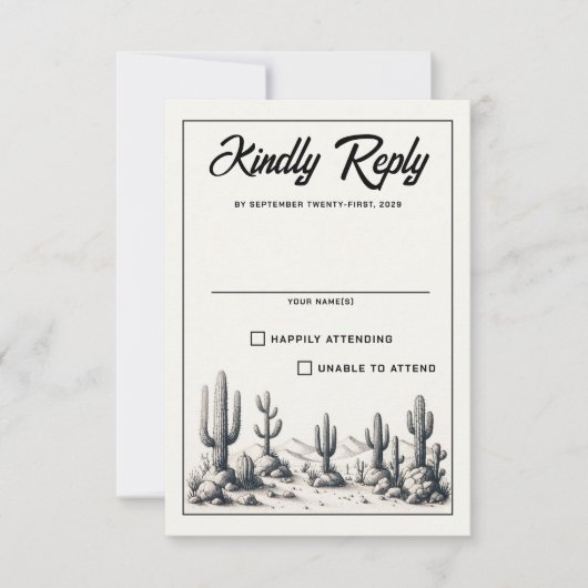 Cactus Trouwfeest RSVP Kaartje (Voorkant)