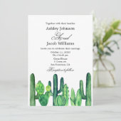 Cactus trouwkaart. Succulente moderne uitnodiging (Staand voorkant)