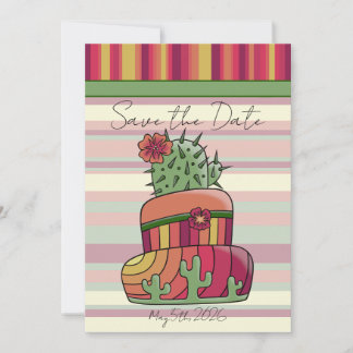 Cactus Trouwtaart "Save the Date" Kaart