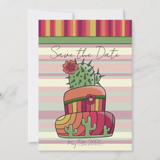 Cactus Trouwtaart "Save the Date" Kaart (Voorkant)