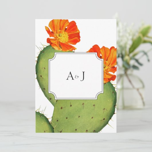 Cactus trouwuitnodiging kaart (Staand voorkant)