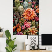 Cactus Tuin Borduurwerk Art Poster (Thuiskantoor)