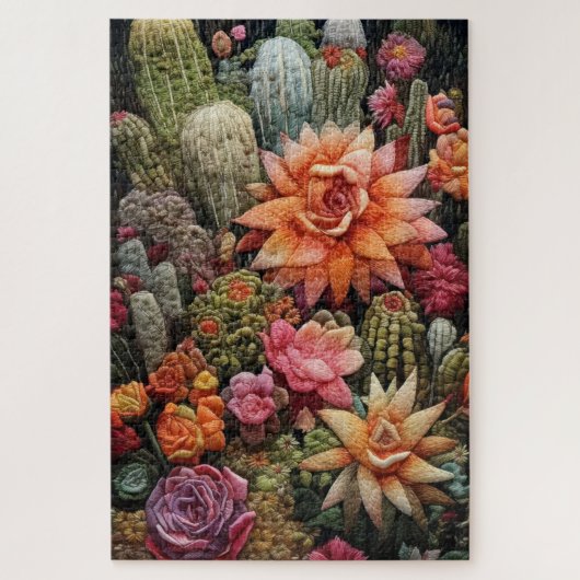 Cactus tuin borduurwerk legpuzzel (Verticaal)