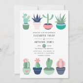 Cactus Tuin Bruiloft Kaart (Voorkant)