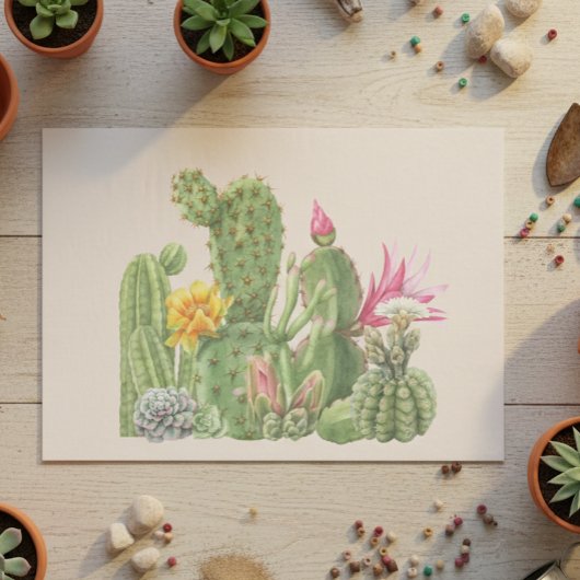 Cactus Tuin Cactussen Zuidwesten waterverf Tissuepapier