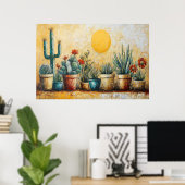 Cactus Tuin In Potten Poster (Thuiskantoor)
