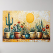 Cactus Tuin In Potten Poster (Voorkant)