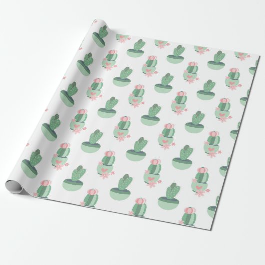 Cactus Tuin Patroon Cadeaupapier (Uitgerold)