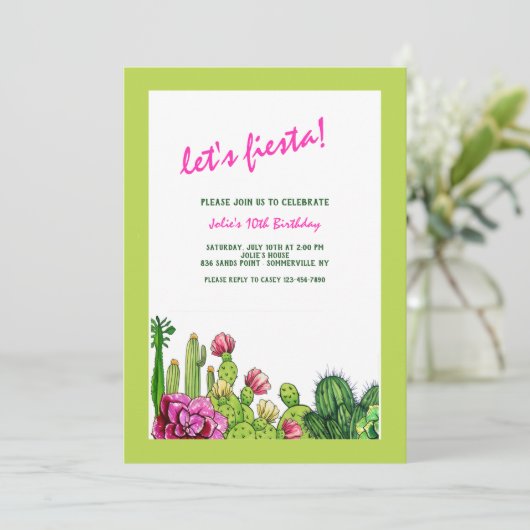 Cactus Uitnodigingen (Staand voorkant)