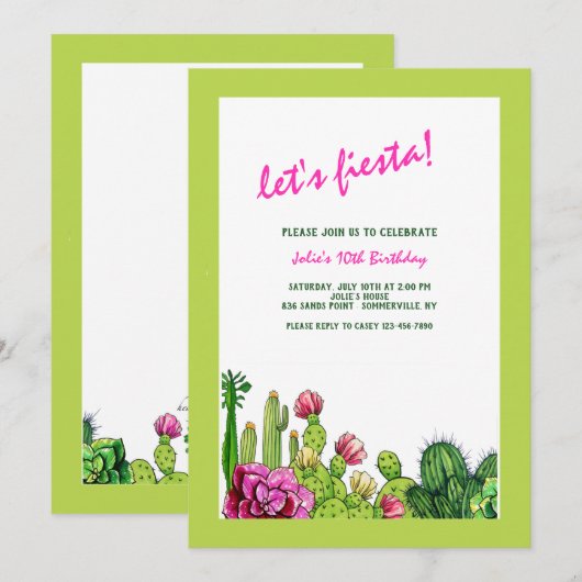 Cactus Uitnodigingen (Voorkant / Achterkant)