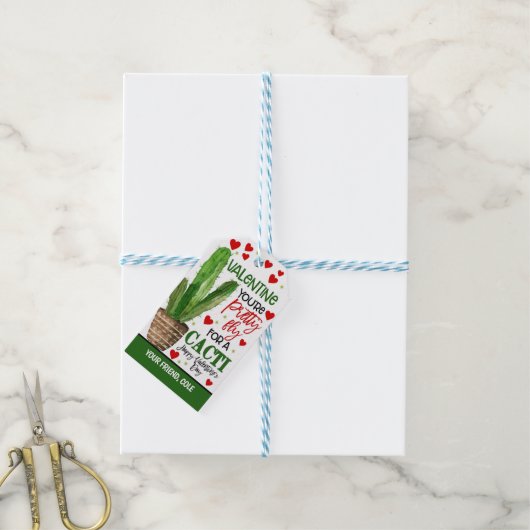 Cactus Valentijn cadeautag Cadeaulabel (Met Touw)