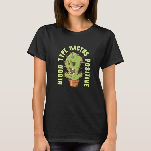 Cactus van bloedgroep C Positief Succulente Plant T-shirt (Voorkant)
