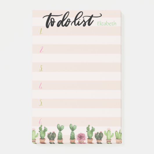 Cactus van grafische Waterverf stripes om lijst te Post-it® Notes (Voorkant)