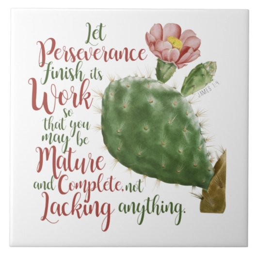 Cactus van J P Redouté geïllustreerd Tegeltje (Voorkant)