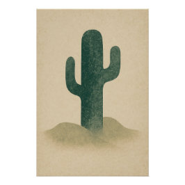 Cactus van steen op een beige bodem perfect poster