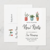 Cactus verhuisbericht | Nieuwe wortels Aankondigingskaart (Voorkant / Achterkant)