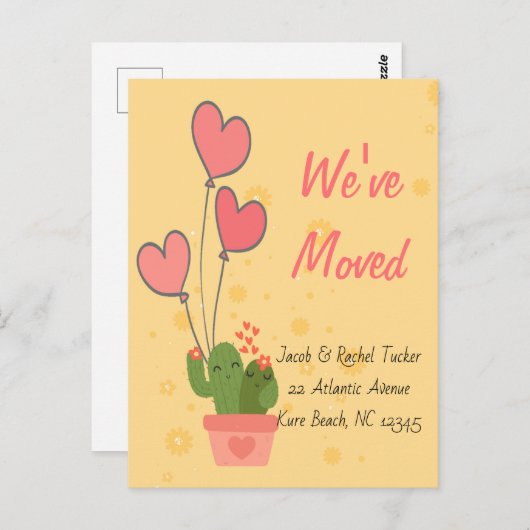 Cactus verhuiskaart we hebben verhuisd Moving Anno Briefkaart (Voorkant / Achterkant)