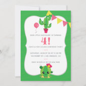 Cactus verjaardagsfeestje uitnodiging voor kindere (Voorkant)