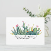 Cactus verjaardagskaart kaart (Staand voorkant)