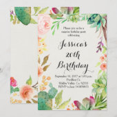 Cactus verjaardagsuitnodiging kaart (Voorkant / Achterkant)