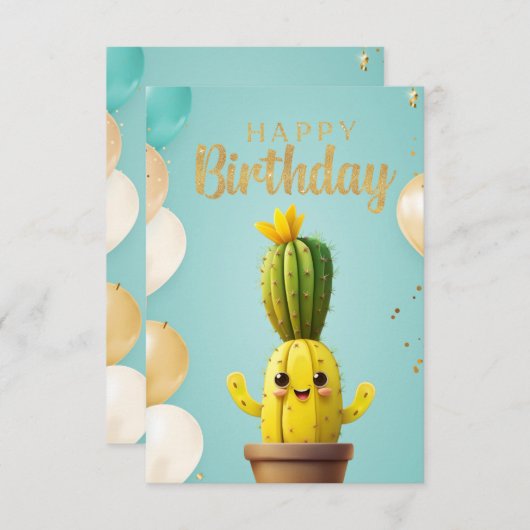 Cactus Verjaardagsvreugde: Verjaardag Kaart (Voorkant / Achterkant)