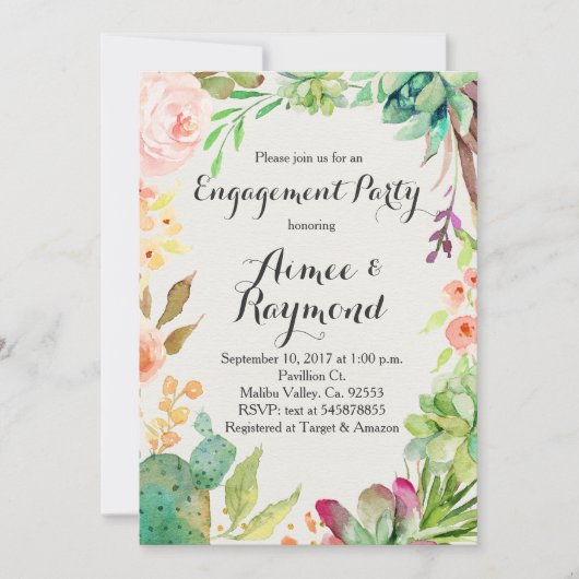 Cactus Verloving Uitnodigingen (Voorkant)