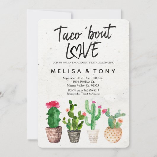 Cactus verlovingsfeest Uitnodiging Taco Over Liefd (Voorkant)