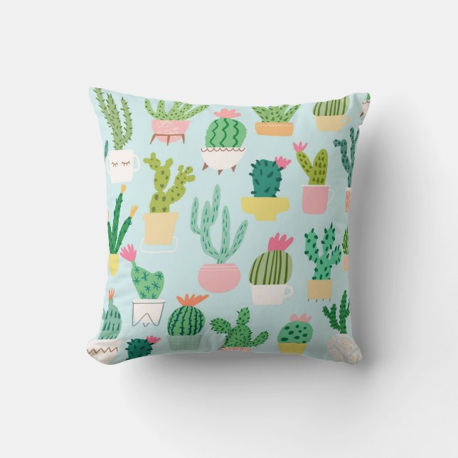Cactus verscheidenheid,  naadloze achtergrond. kussen (Voorkant)