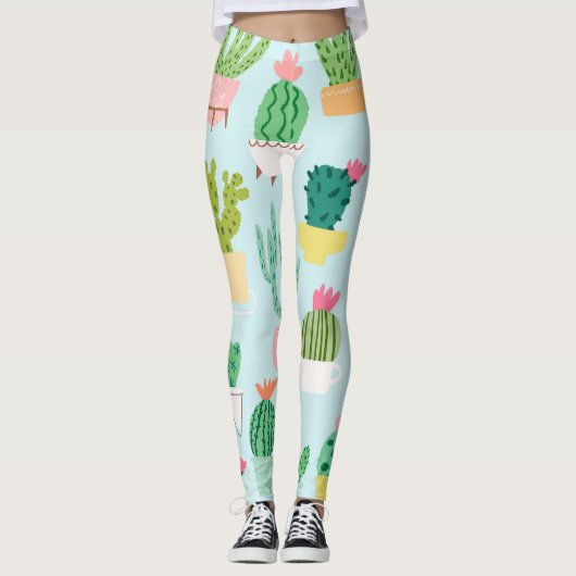 Cactus verscheidenheid,  naadloze achtergrond. leggings (Voorkant)