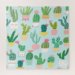 Cactus verscheidenheid,  naadloze achtergrond. legpuzzel