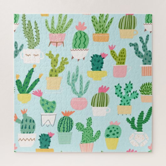 Cactus verscheidenheid,  naadloze achtergrond. legpuzzel (Verticaal)