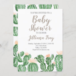 Cactus vetplant cute babyshower uitnodiging