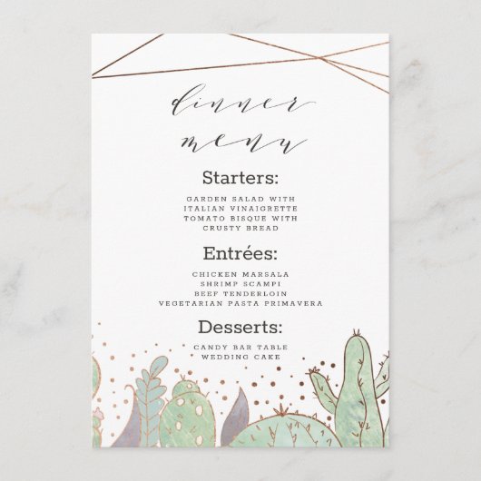 Cactus & vetplanten Geometrisch Terrarium diner Menu (Voorkant)