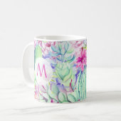 Cactus & vetplanten monogram koffiemok (Voorkant links)