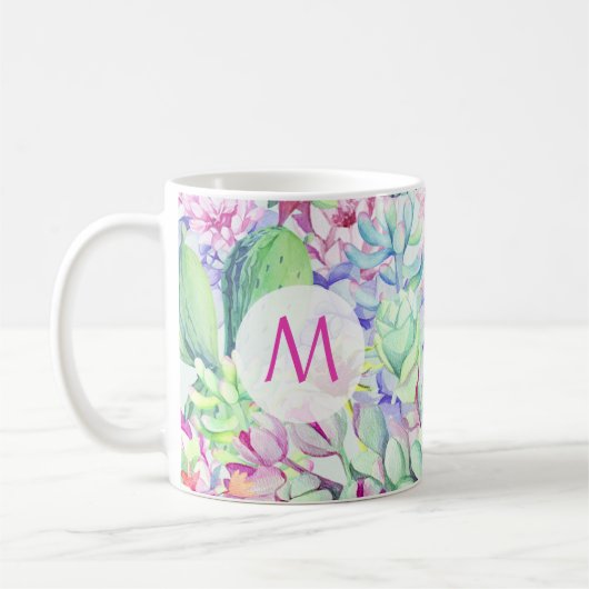 Cactus & vetplanten monogram koffiemok (Links)