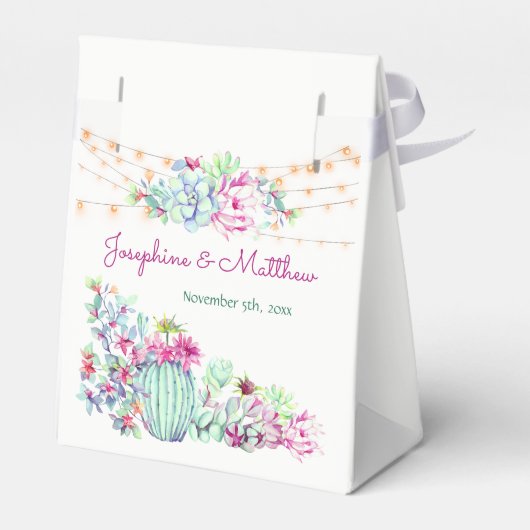 Cactus vetplanten String Lights Bruiloft Bedankdoosjes (Achterkant)