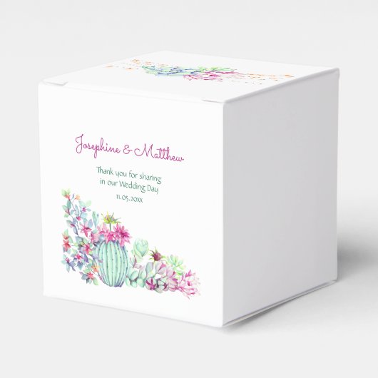 Cactus vetplanten String Lights Bruiloft Bedankdoosjes (Voorkant Zijde)