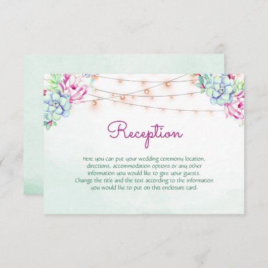 Cactus vetplanten String Lights Bruiloft Informatiekaartje (Voorkant / Achterkant)