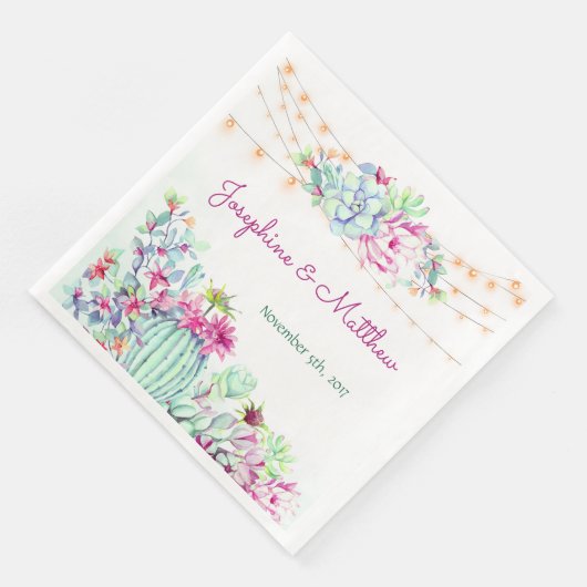 Cactus vetplanten String Lights Bruiloft Servet (Hoek)