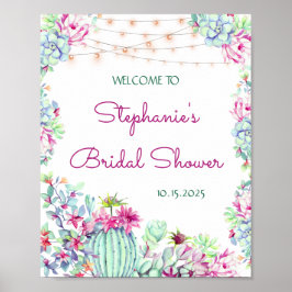 Cactus vetplanten String Lights Vrijgezellenfeest Poster