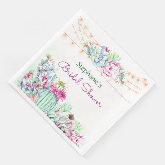 Cactus vetplanten String Lights Vrijgezellenfeest Servet (Hoek)