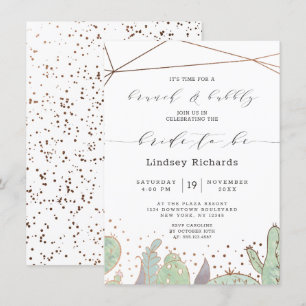 Cactus vetplanten Terrarium Brunch & Bubble Shower Kaart