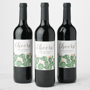 Cactus vetplanten trouw wijnfles label wijn etiket