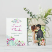 Cactus vetplanten trouwfoto bedankkaart (Staand voorkant)