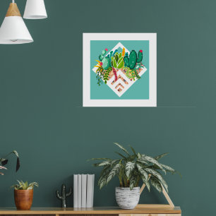 Cactus & vetplanten Tuin Geometrisch Terrarium Poster