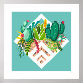 Cactus & vetplanten Tuin Geometrisch Terrarium Poster (Voorkant)